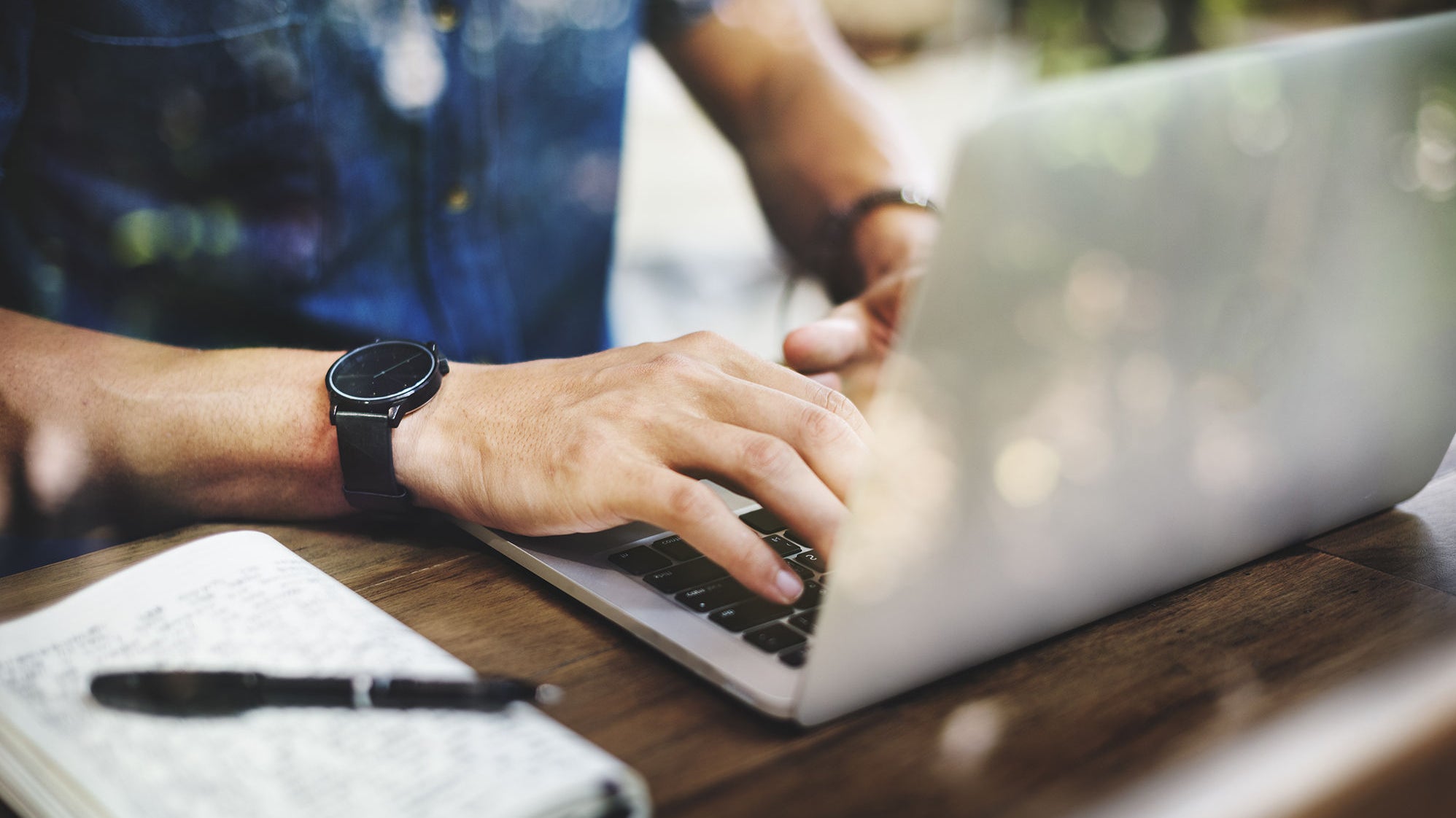 Man Working Laptop Connecting Networking Concept