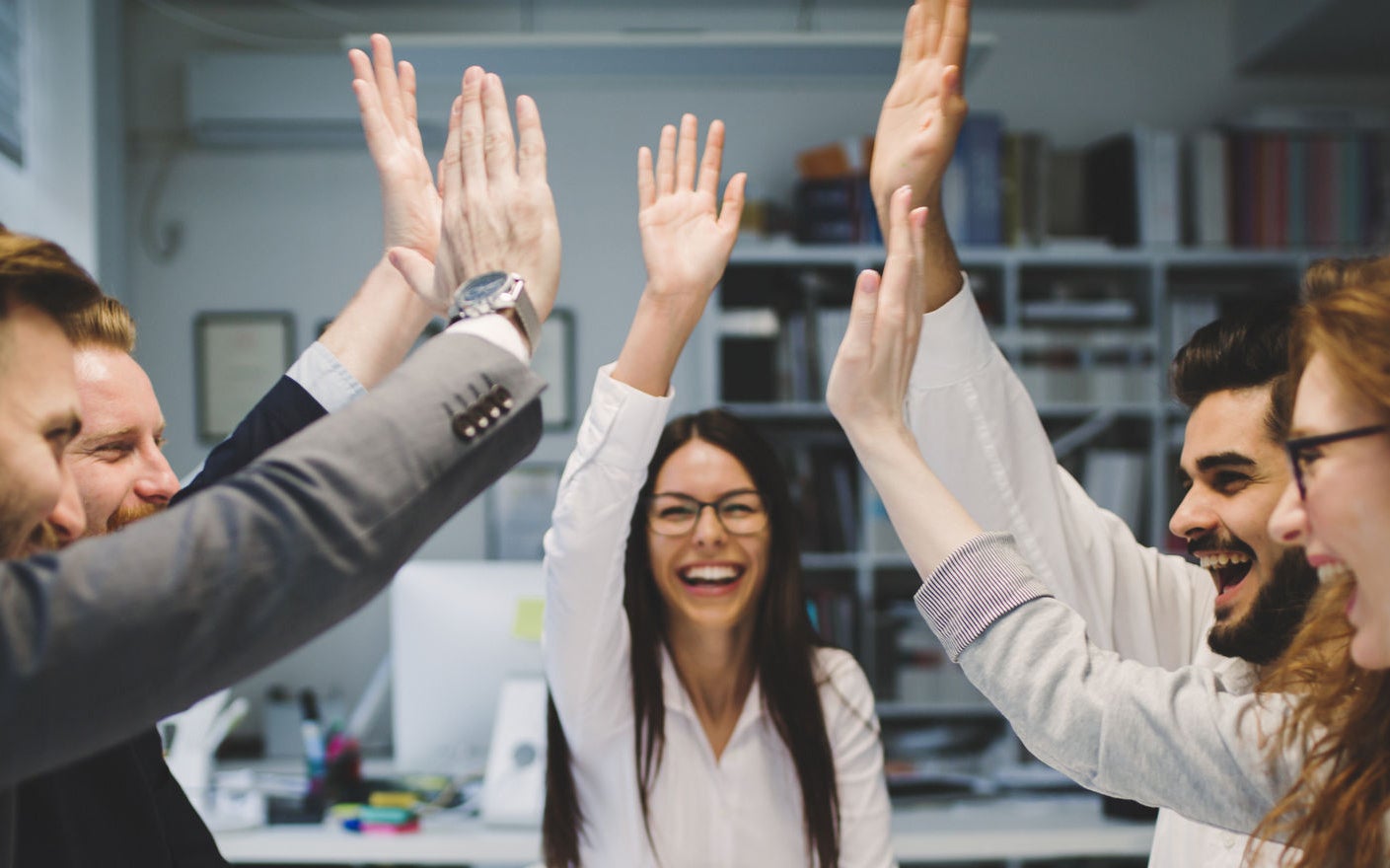 Successful entrepreneurs and business people achieving goals