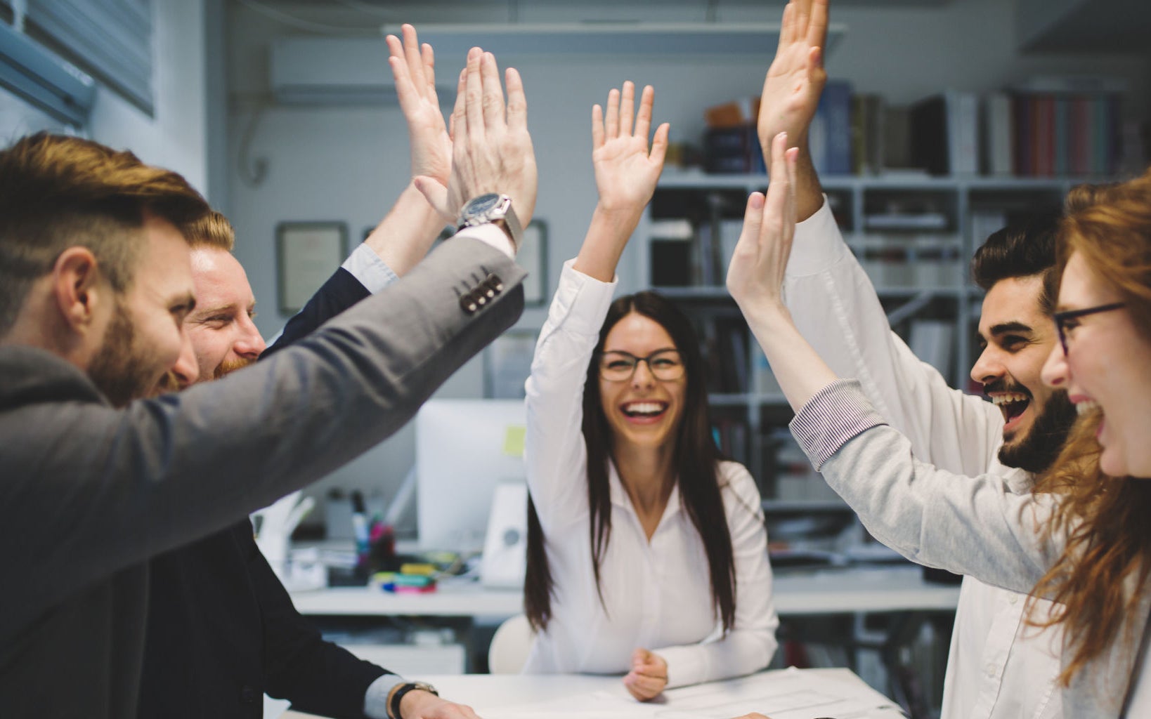 Successful entrepreneurs and business people achieving goals