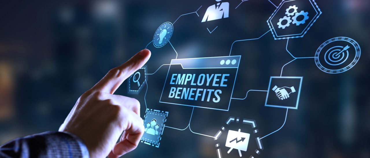 Internet, business, Technology and network concept. Shows the inscription: EMPLOYEE BENEFITS