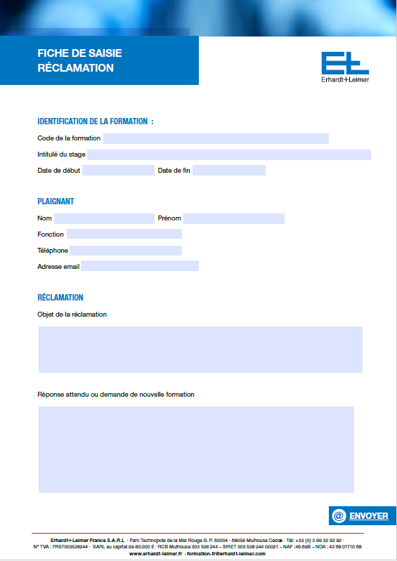 Fiche de Saisie réclamation